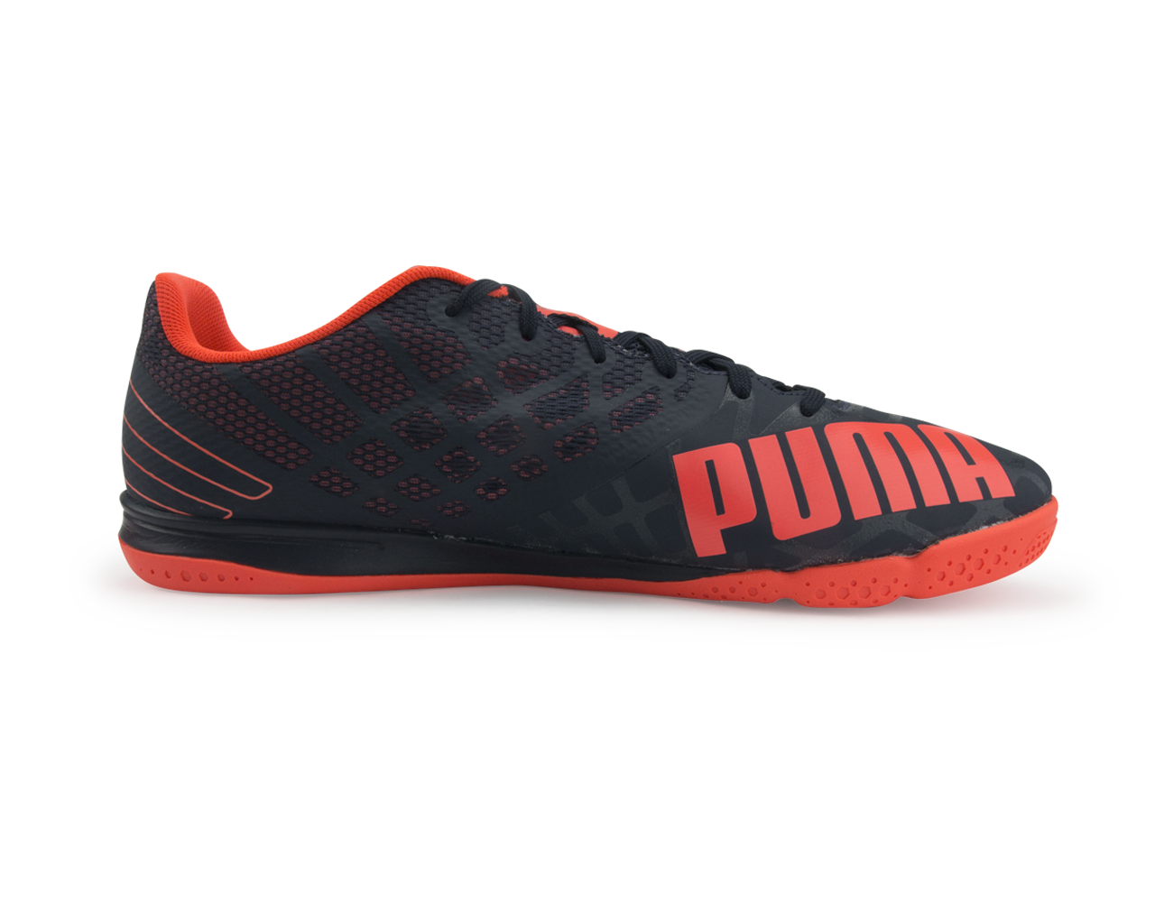 PUMA Men's evoSPEED Sala 3.4 Indoor Soccer Shoes Total Eclipse/Lava Blast/White
