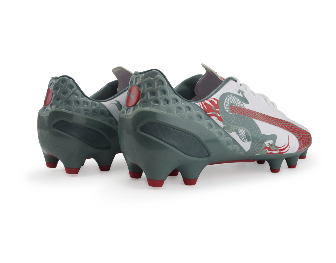 PUMA Men's evoSPEED 1.3 Graphic FG White/Sea Pine/High Risk Red