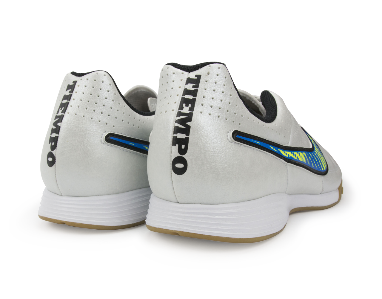 Nike Men's Tiempo Genio Leather Indoor Soccer Shoes White/Volt/Soar/Black
