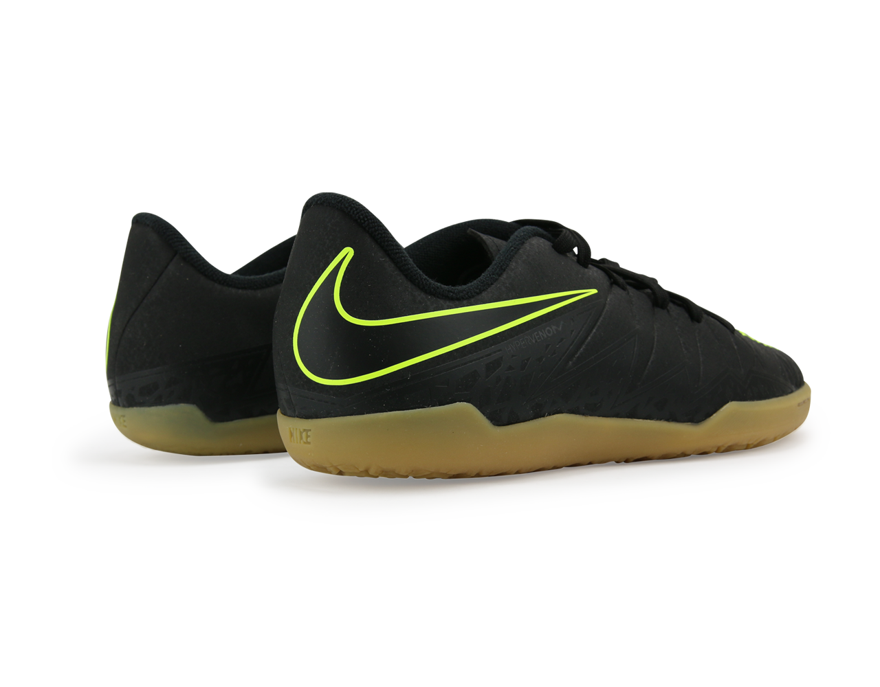 Nike Kids HypervenomX Phelon II Indoor Soccer Shoes Black/Black/Volt