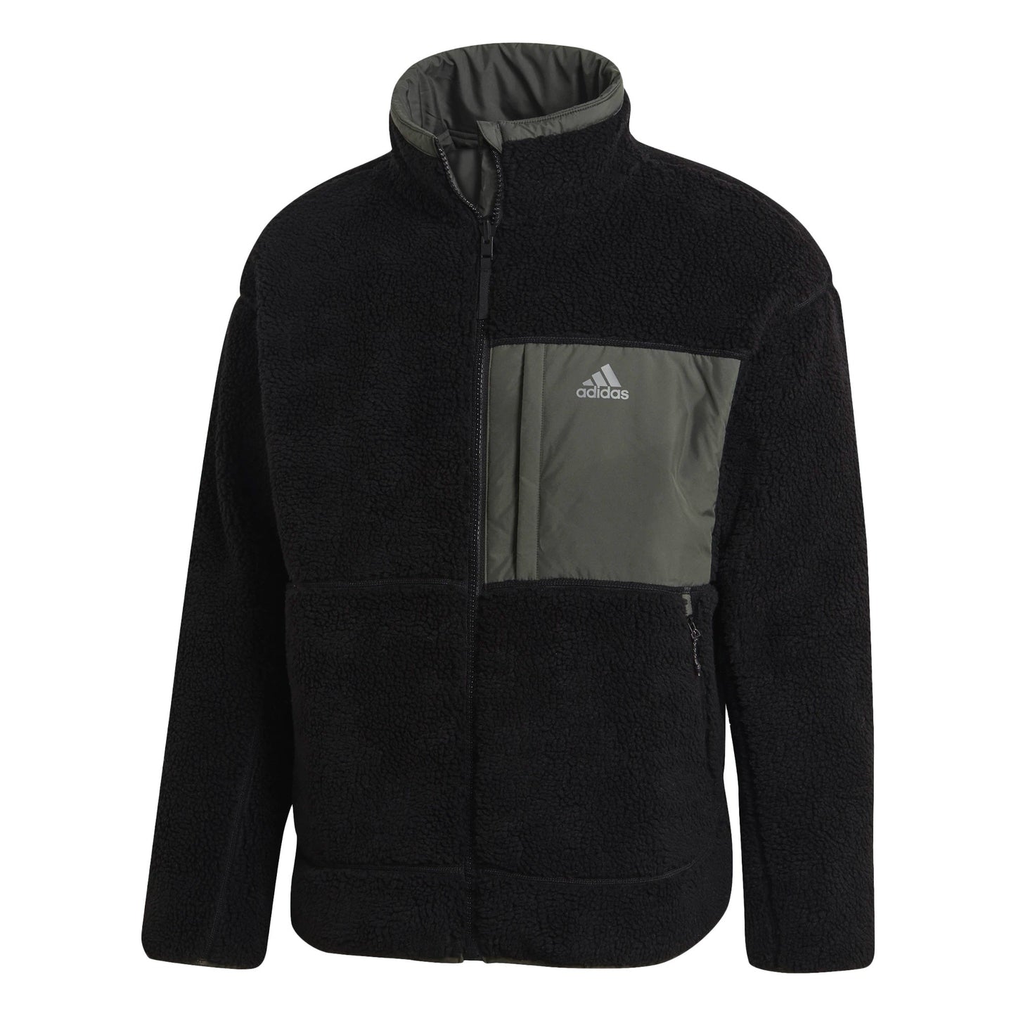 adidas Men's Reversible Boa Padded Sherpa Jacket Black/Grey