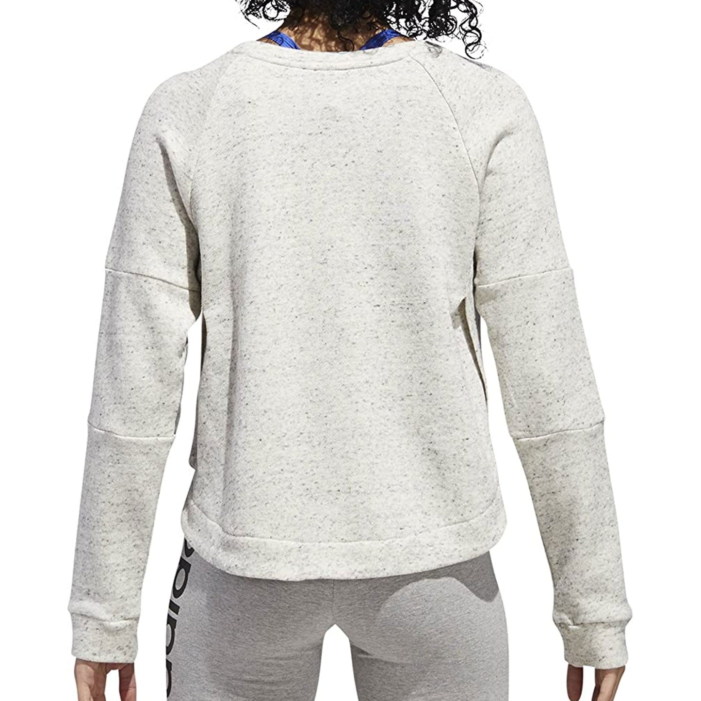 adidas Women's S2S Crew Neck Cropped PullOver Sweatshirt White/Grey