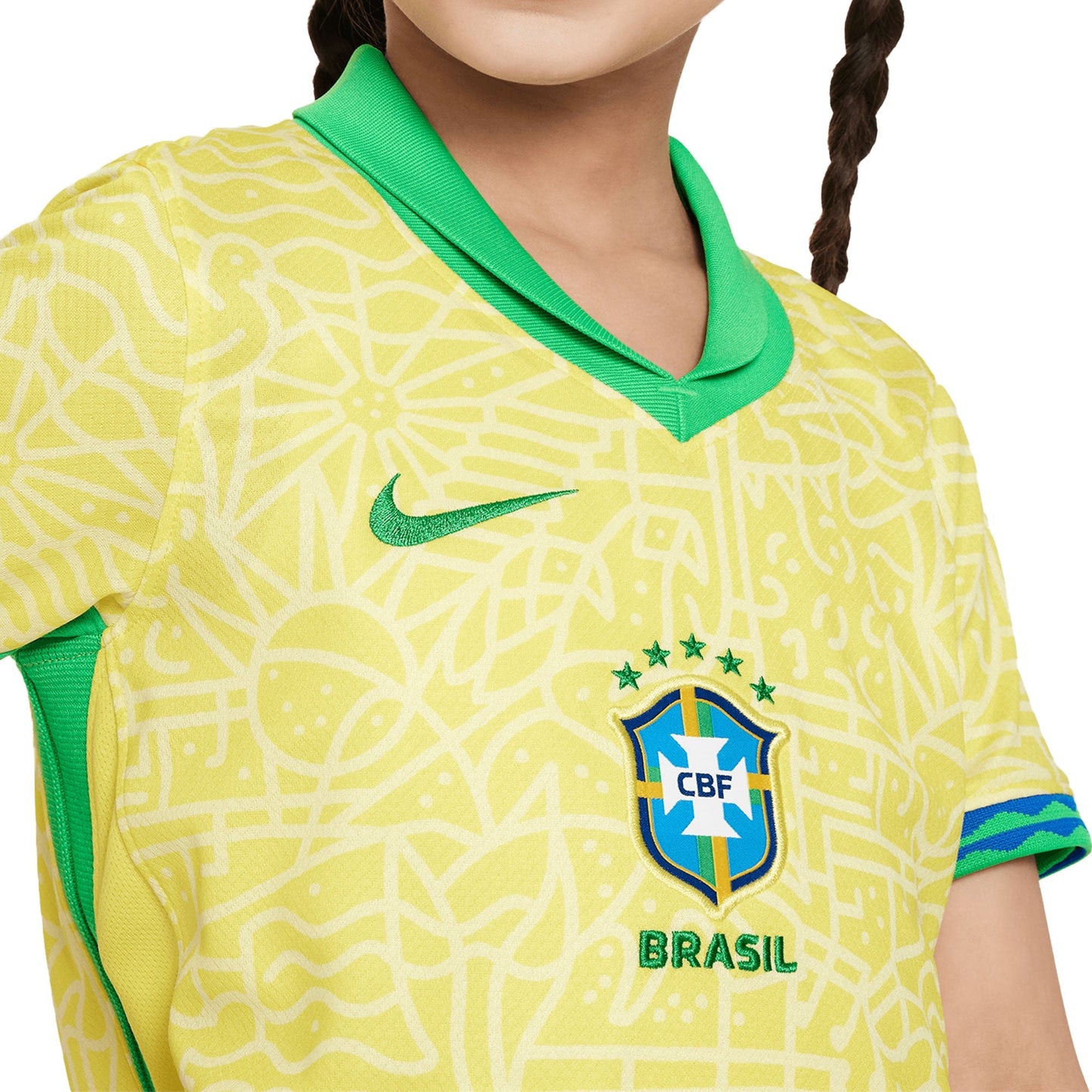 Nike Brazil 2024/25 Little Kids Home Jersey Yellow/Green