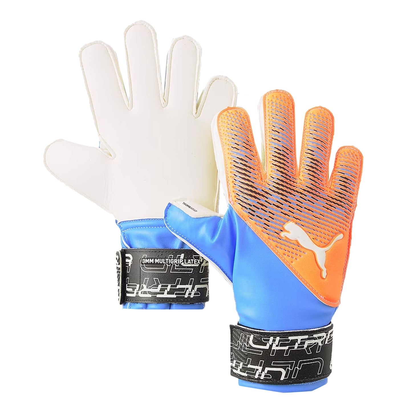 PUMA Kids Ultra Protect 3 RC Fingersave Goalkeeper Gloves Orange/Blue