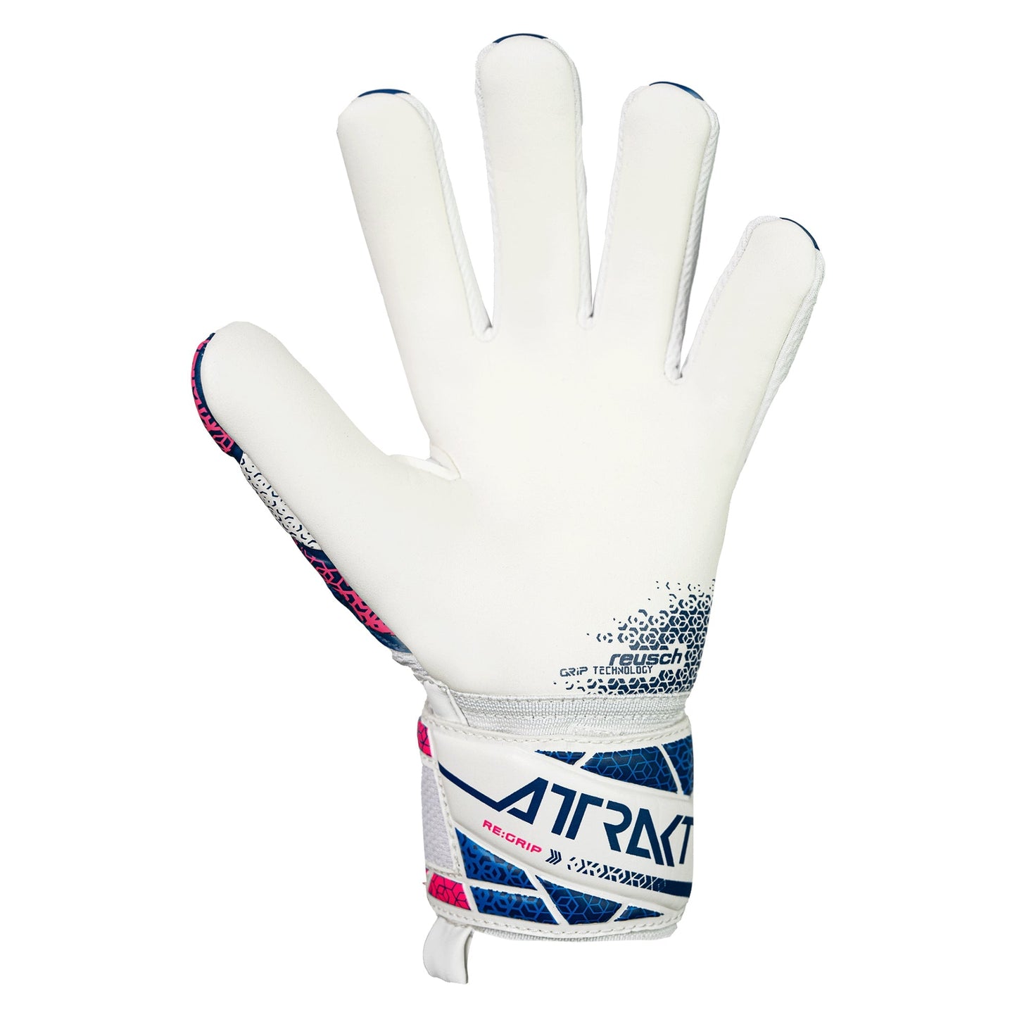 Reusch Kids Attrakt RE. Grip NC Fingersave Goalkeeper Gloves White/Blue/Pink