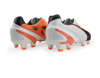 PUMA Men's King II EF+ FG Cleats White/Black/Flou Orange