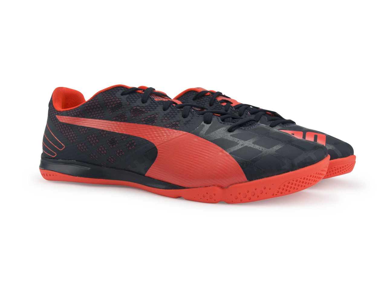PUMA Men's evoSPEED Sala 3.4 Indoor Soccer Shoes Total Eclipse/Lava Blast/White