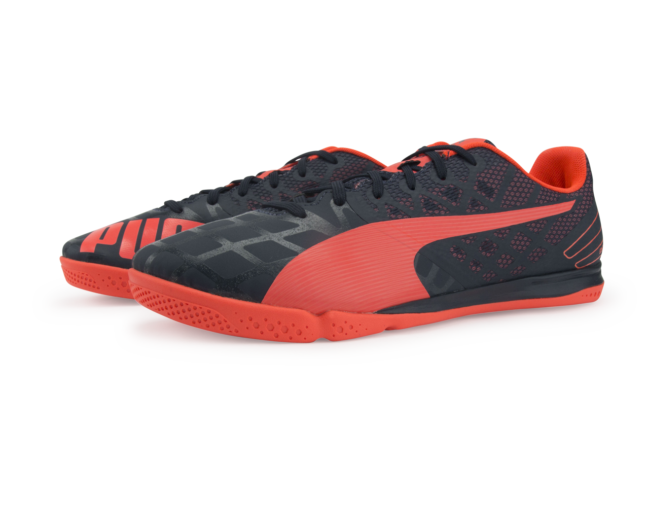 PUMA Men's evoSPEED Sala 3.4 Indoor Soccer Shoes Total Eclipse/Lava Blast/White