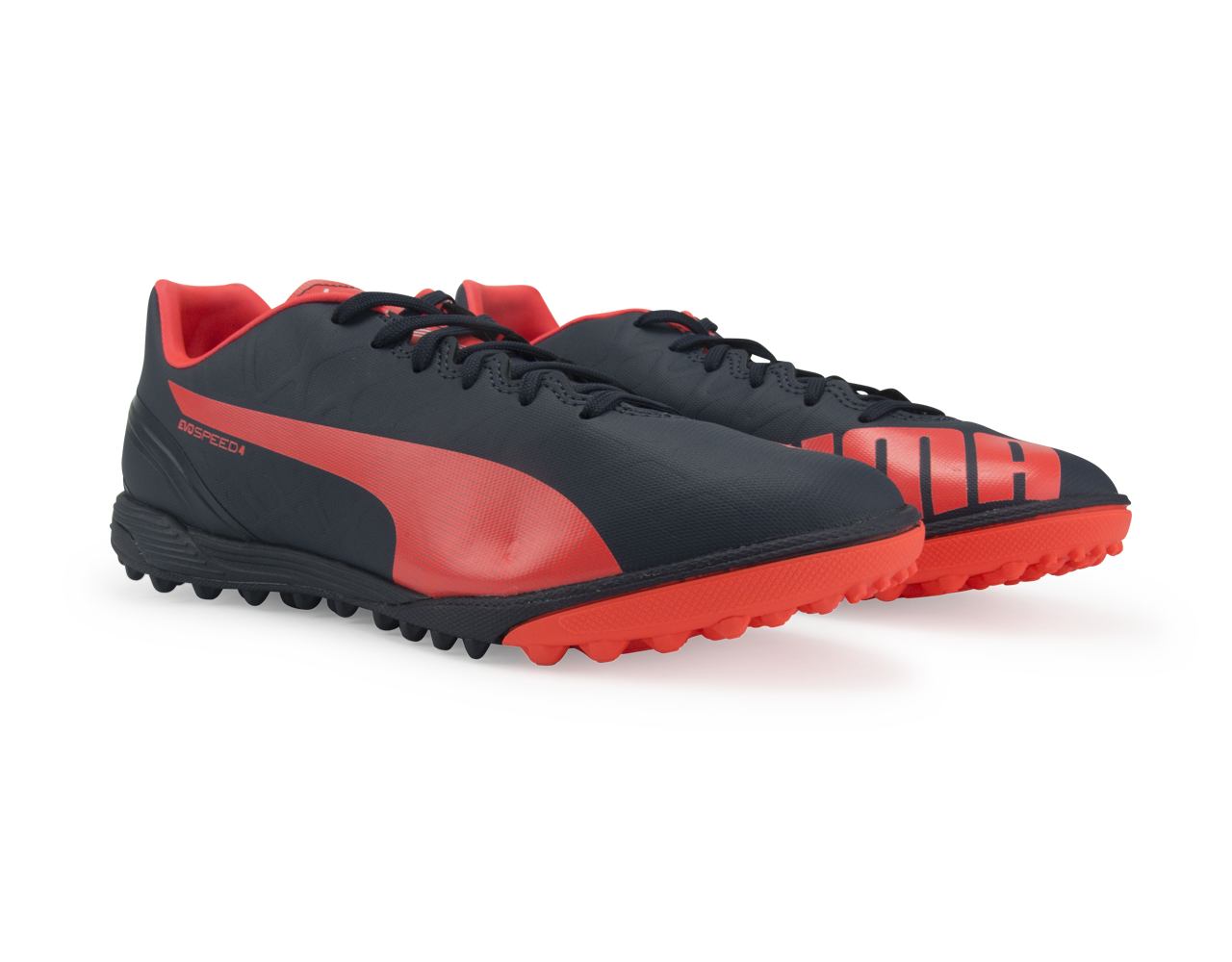 PUMA Men's evoSPEED 4.4 Turf Soccer Shoes Total Eclipse/Lava Blast/White