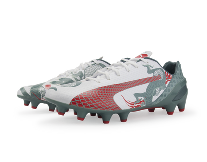 PUMA Men's evoSPEED 1.3 Graphic FG White/Sea Pine/High Risk Red