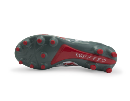 PUMA Men's evoSPEED 1.3 Graphic FG White/Sea Pine/High Risk Red