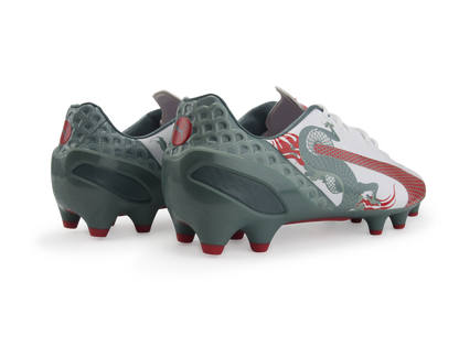PUMA Men's evoSPEED 1.3 Graphic FG White/Sea Pine/High Risk Red
