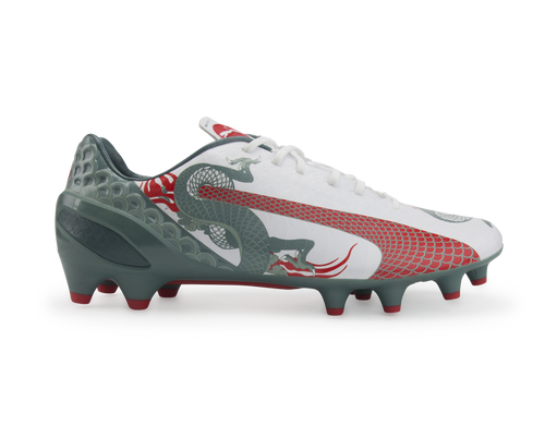 PUMA Men's evoSPEED 1.3 Graphic FG White/Sea Pine/High Risk Red