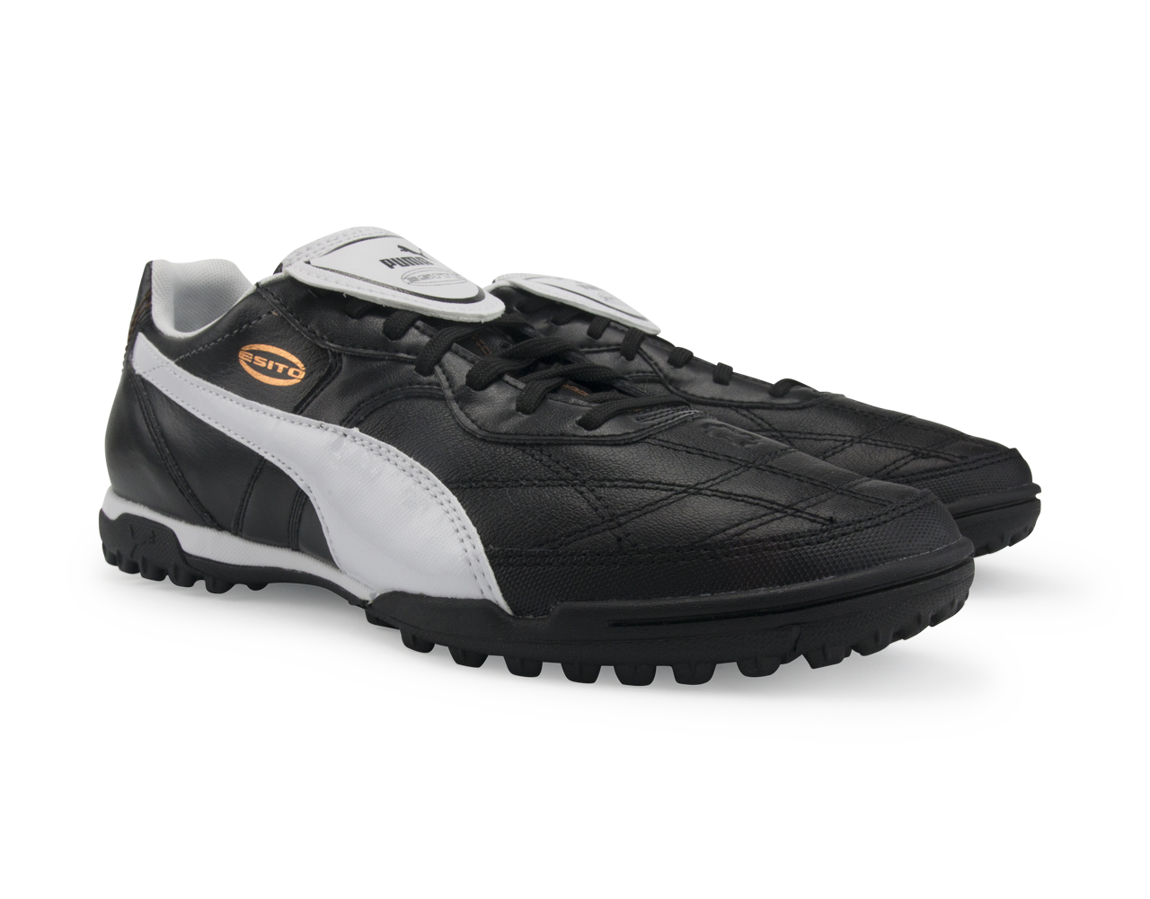 PUMA Men's Esito Classico Turf Soccer Shoes  Black/White/Bronze