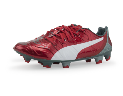 PUMA Men's evoPOWER 1.2 Graphic FG High Risk Red/White/Sea Pine