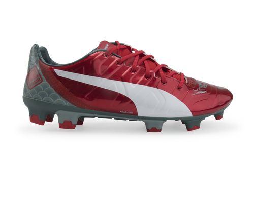 PUMA Men's evoPOWER 1.2 Graphic FG High Risk Red/White/Sea Pine
