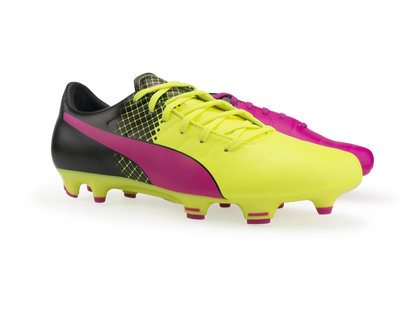 PUMA Men's evoPOWER 3.3 Tricks FG Pink Glo/Safety Yellow/Black