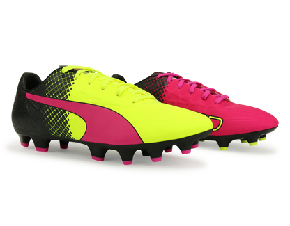 PUMA Men's evoSPEED 4.5 Tricks FG Pink Glow/Safety Yellow/Black