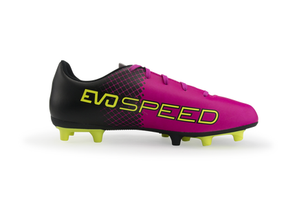 PUMA Kids evoSPEED 5.5 Tricks FG Pink Glow/Safety Yellow/Black