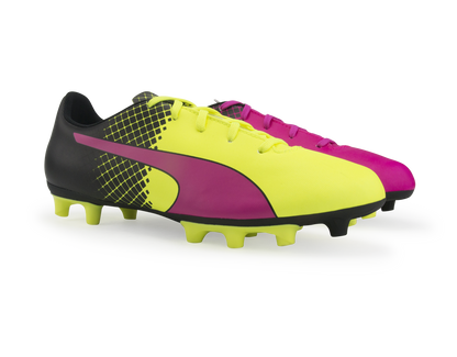 PUMA Kids evoSPEED 5.5 Tricks FG Pink Glow/Safety Yellow/Black