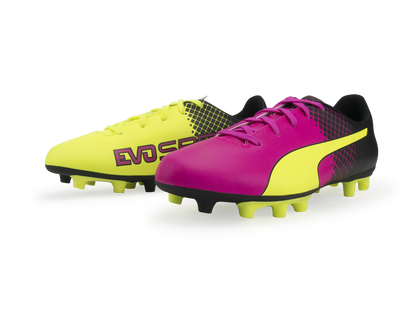PUMA Kids evoSPEED 5.5 Tricks FG Pink Glow/Safety Yellow/Black