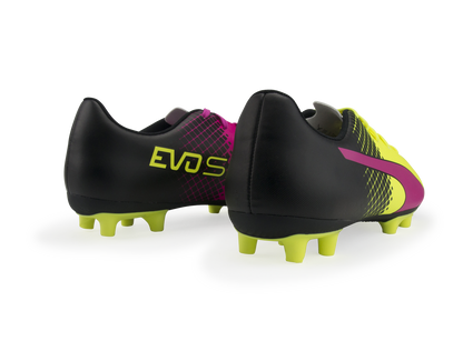 PUMA Kids evoSPEED 5.5 Tricks FG Pink Glow/Safety Yellow/Black