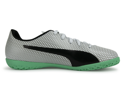 PUMA Kids Spirit Indoor Soccer Shoes White/Black/Silver