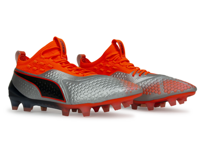 PUMA Men's One 1 Syn FG/AG Silver Orange/Black