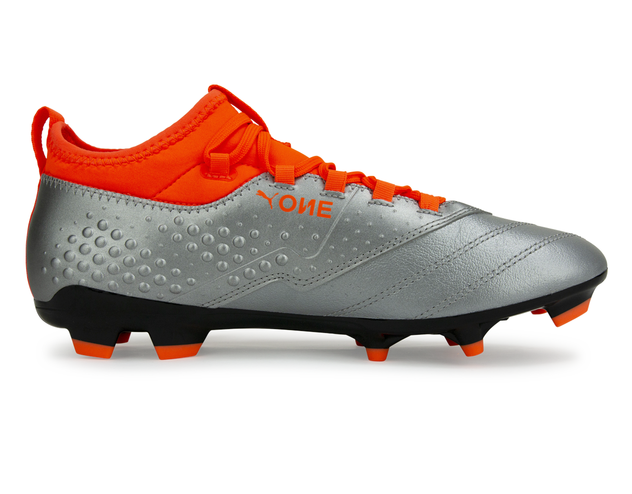 PUMA Men's One 3 Leather FG Silver Orange/Black