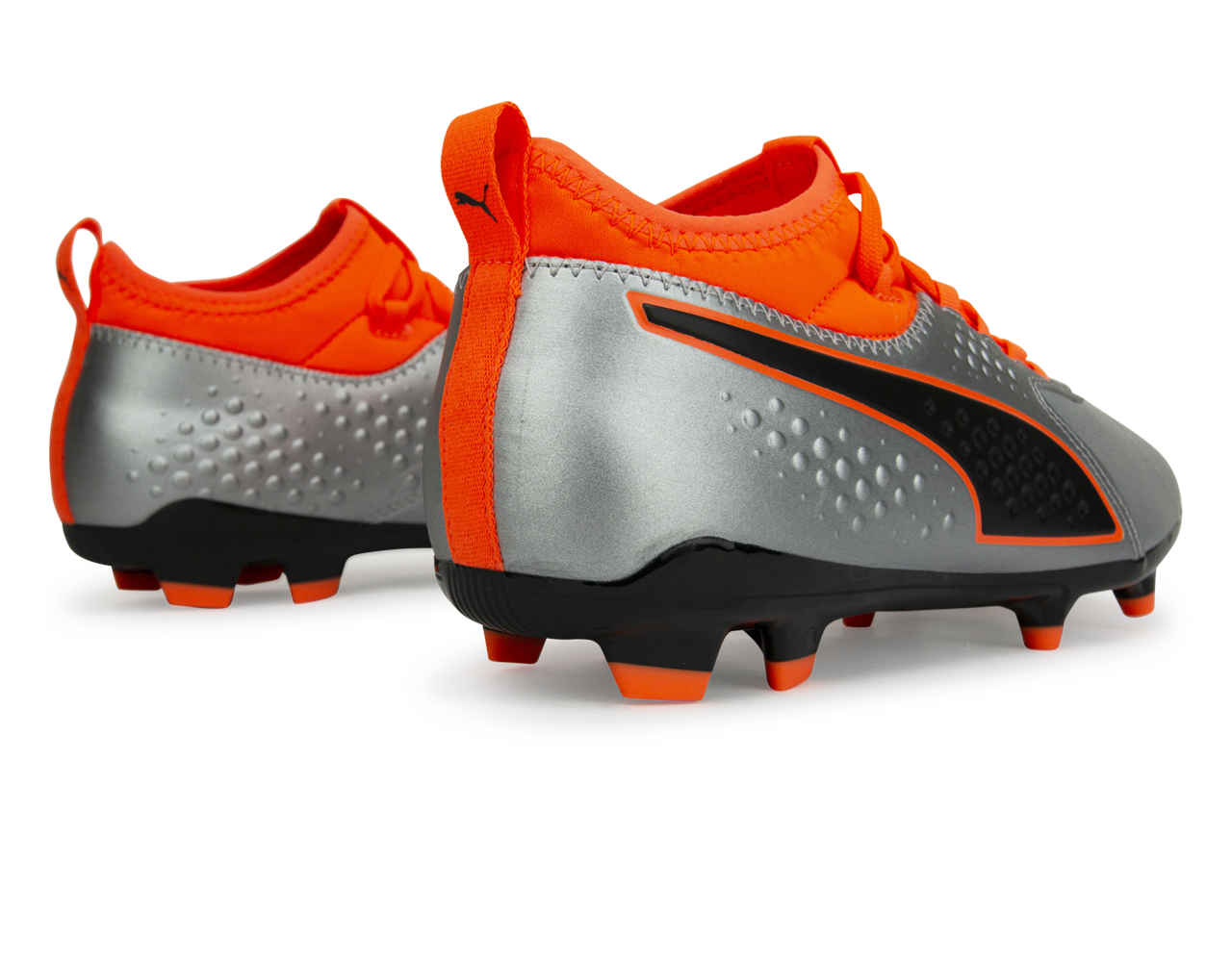 PUMA Men's One 3 Leather FG Silver Orange/Black