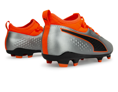 PUMA Men's One 3 Leather FG Silver Orange/Black