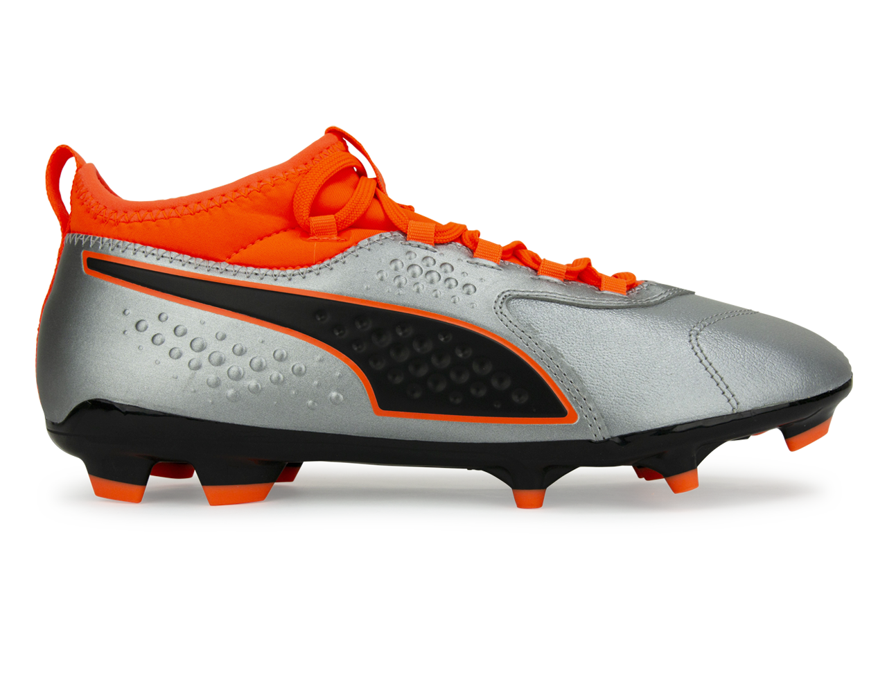 PUMA Men's One 3 Leather FG Silver Orange/Black