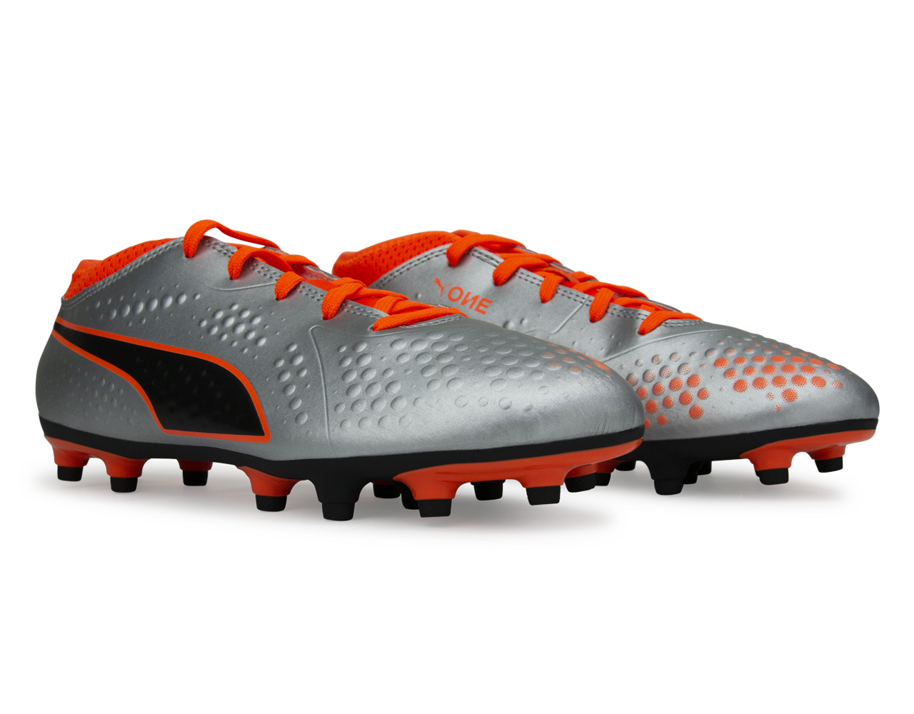 PUMA Kids One 4 Syn FG Silver/Orange/Black