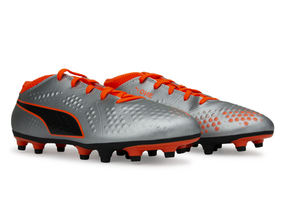 PUMA Kids One 4 Syn FG Silver/Orange/Black