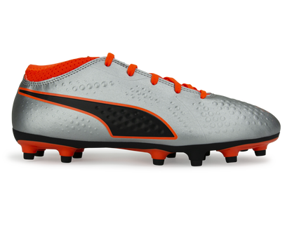 PUMA Kids One 4 Syn FG Silver/Orange/Black