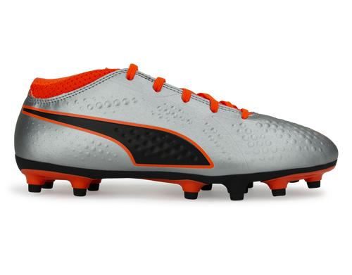 PUMA Kids One 4 Syn FG Silver/Orange/Black