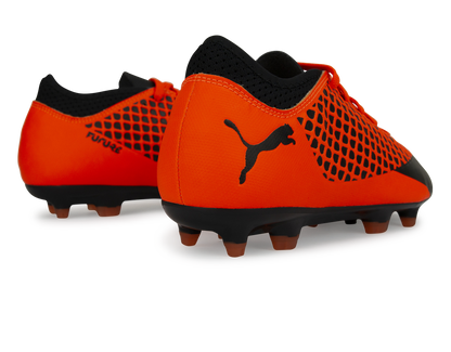 PUMA Kids FUTURE 2.4 NETFIT FG/AG Black/Shocking Orange