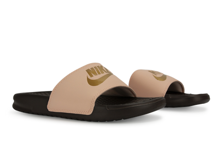 Nike Women's Benassi JDI Sandal Crimson Tint/Metallic Gold