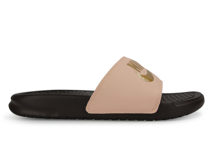 Nike Women's Benassi JDI Sandal Crimson Tint/Metallic Gold