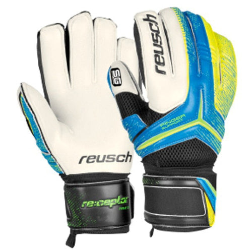 Reusch Men's Goalkeeper Ceptor SG Finger Support Gloves Ocean Blue/Safety Yellow