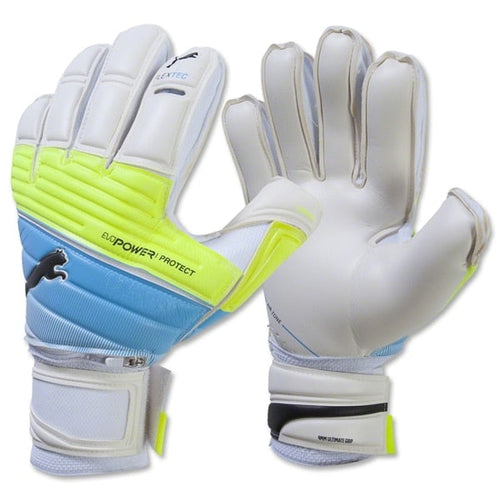 PUMA Men's evoPOWER Protect 1.3 Goalkeeper Gloves White/Safety Yellow