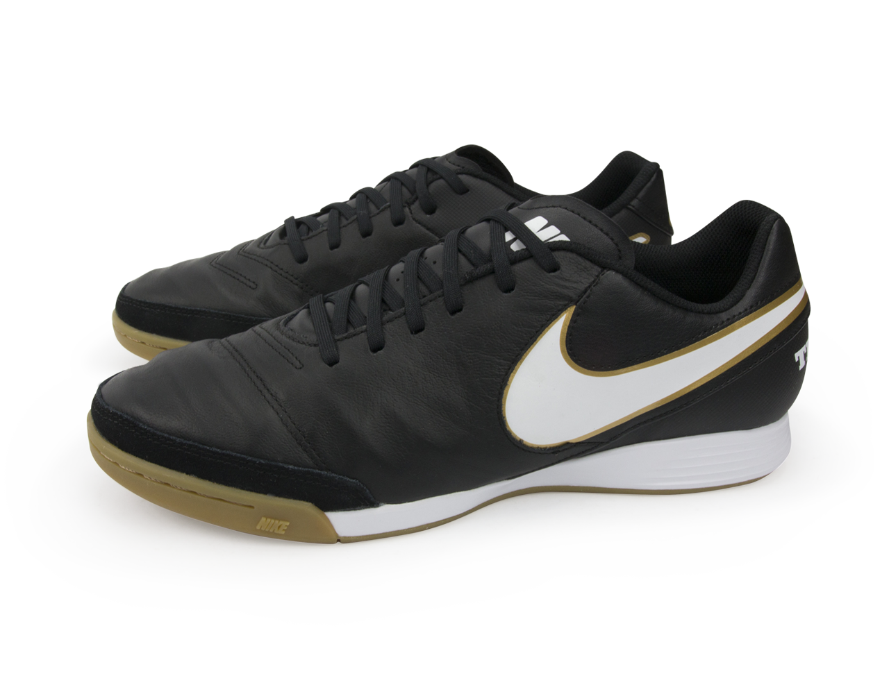 Nike Men's Tiempo Genio II Leather Indoor Soccer Shoes  Black/White/Metallic Gold