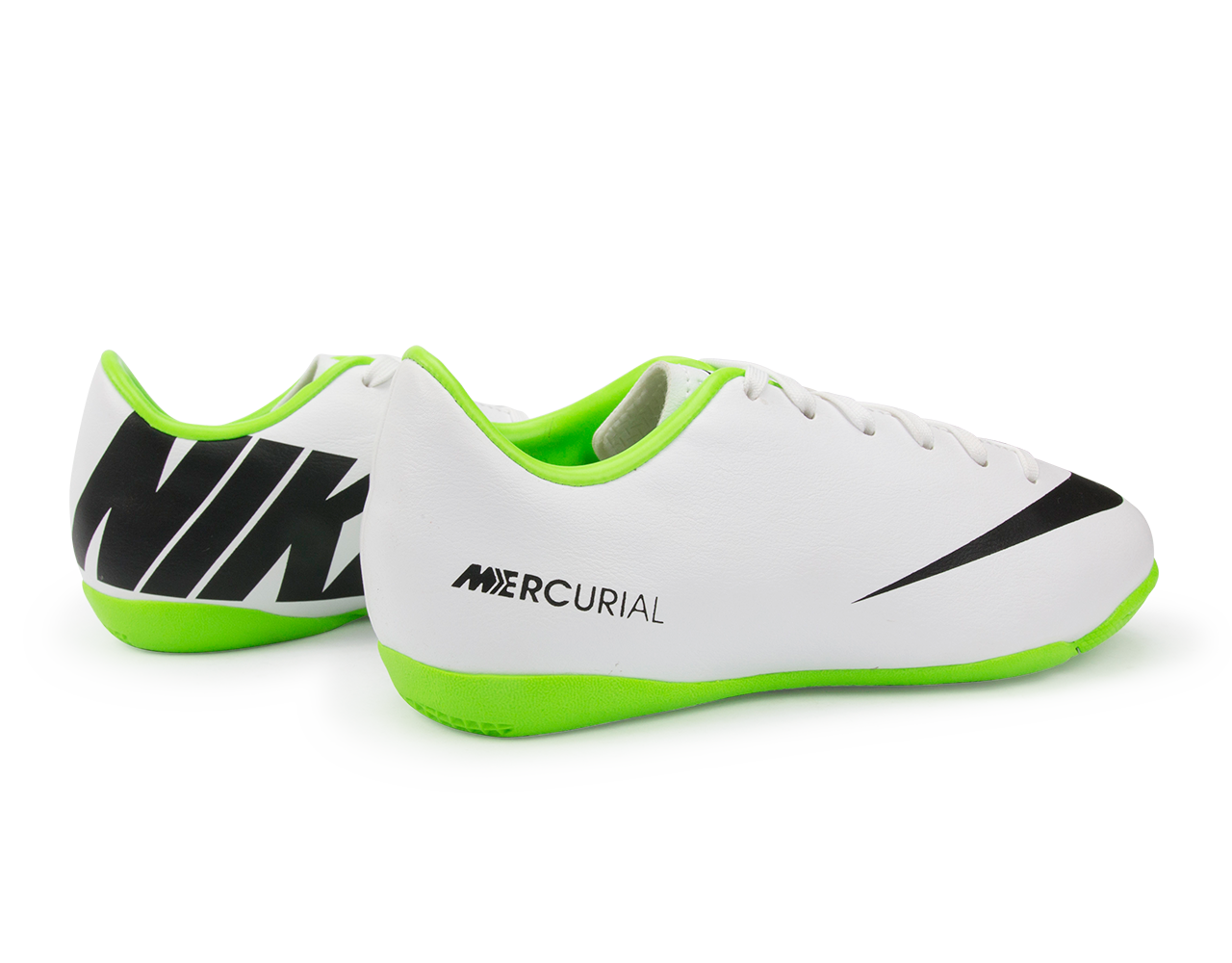 Nike Kids Mercurial Victory IV Indoor Soccer Shoes White/Black/ Electric Green