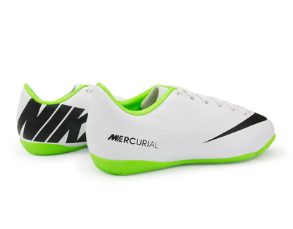 Nike Kids Mercurial Victory IV Indoor Soccer Shoes White/Black/ Electric Green