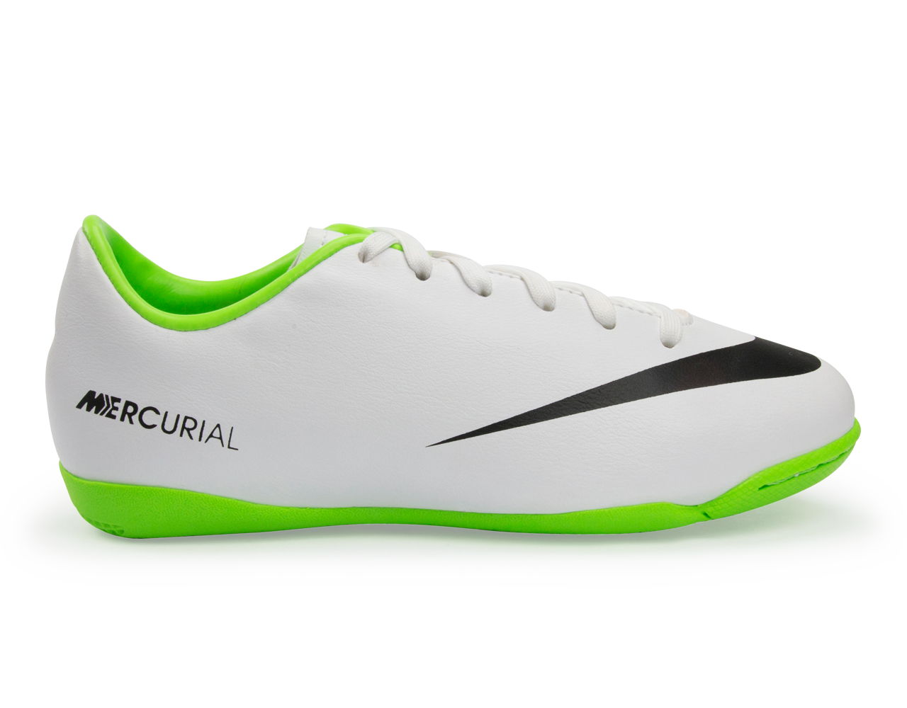 Nike Kids Mercurial Victory IV Indoor Soccer Shoes White/Black/ Electric Green