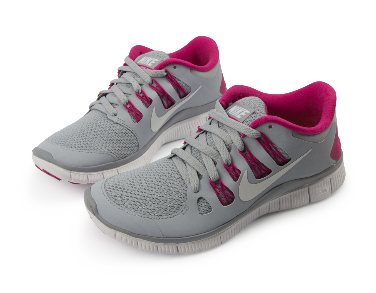 Nike Women's Free 5.0+ Running Shoes Wolf Grey/White/Pink Force