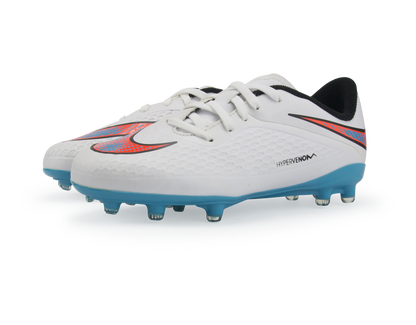 Nike Kids Hypervenom Phelon FG White/Blue Lagoon/Crimson Black