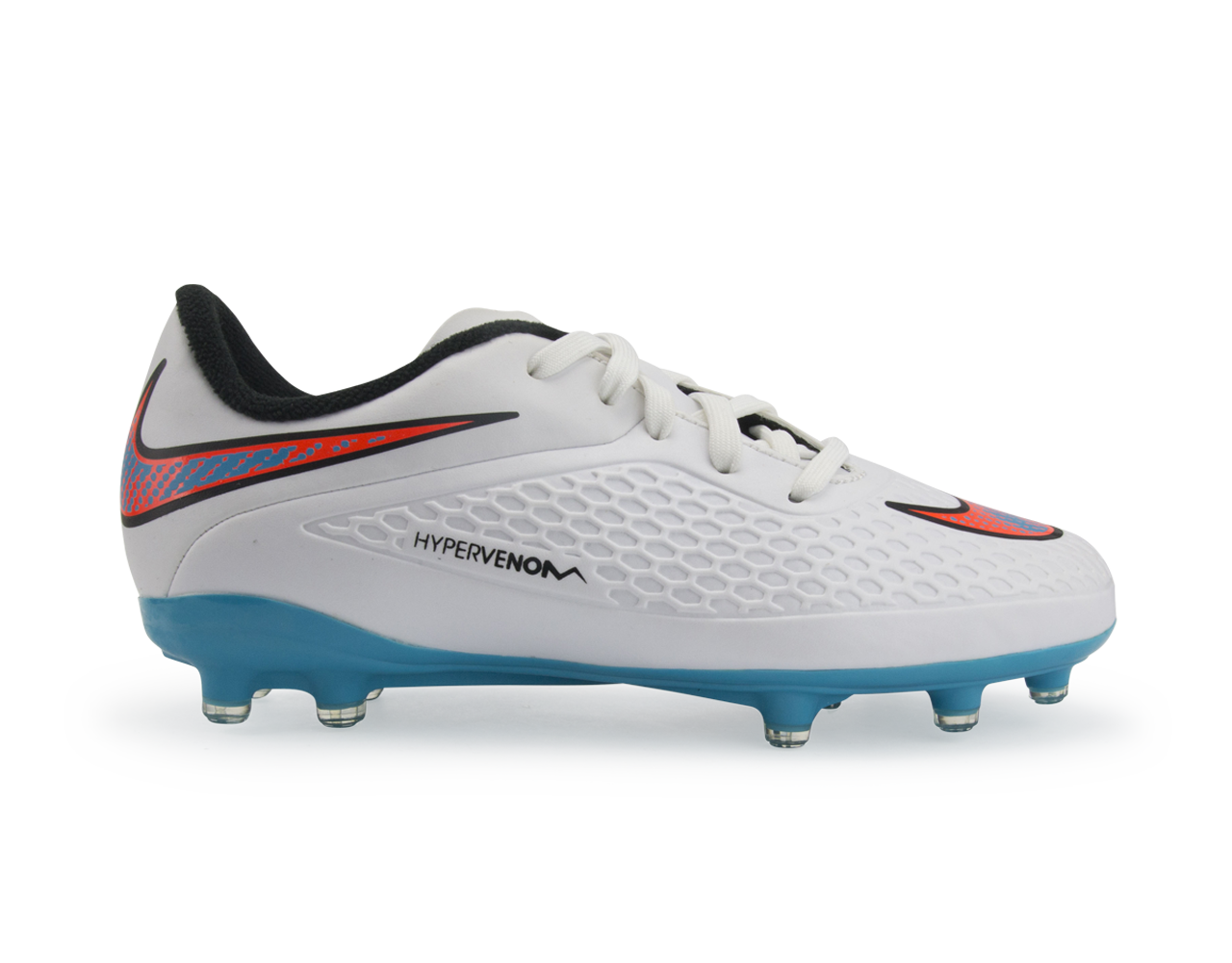 Nike Kids Hypervenom Phelon FG White/Blue Lagoon/Crimson Black
