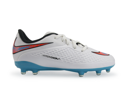 Nike Kids Hypervenom Phelon FG White/Blue Lagoon/Crimson Black