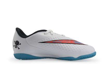 Nike Kids Hypervenom Phelon Indoor Soccer Shoes White/Blue Lagoon/Total Crimson